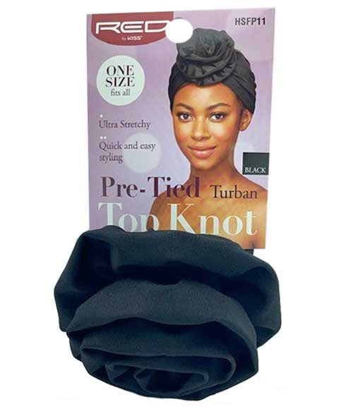 Red By Kiss Pre Tied Top Knot Turban HSFP11 Black