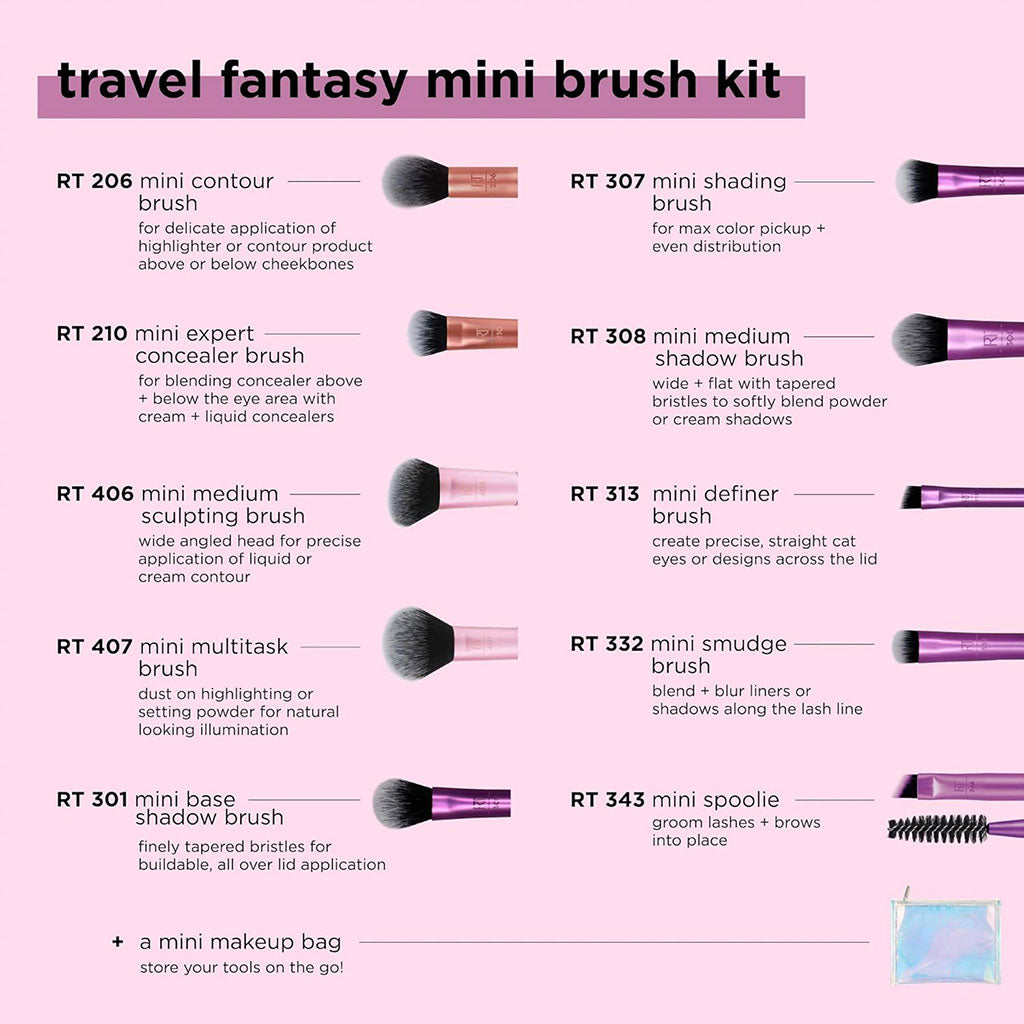 Real Techniques  Travel Fantasy 10 In 1 Mini Brush Kit