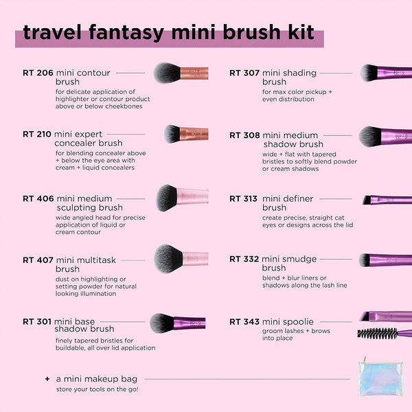 Real Techniques  Travel Fantasy 10 In 1 Mini Brush Kit