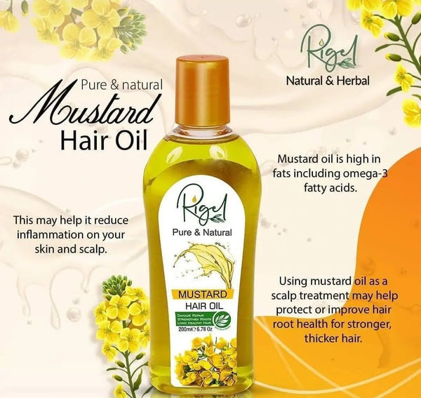 Rigel Pure And Natural Mustard Oil 200ml - Afro Hair Boutique