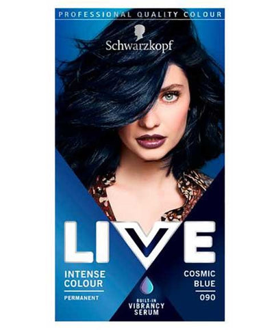 Schwarzkopf Live Intense Colour Permanent Hair Dye,090 Cosmic Blue with Serum