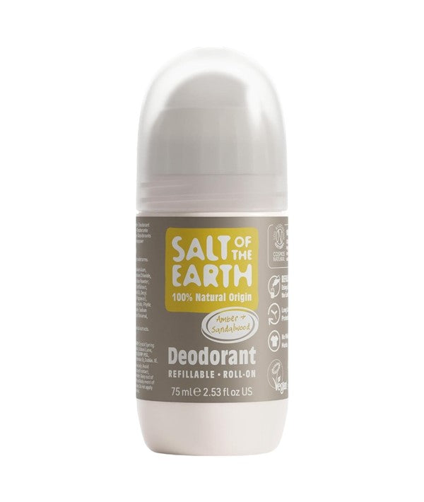 Salt Of The Earth  Natural Deodorant Roll On Amber And Sandalwood
