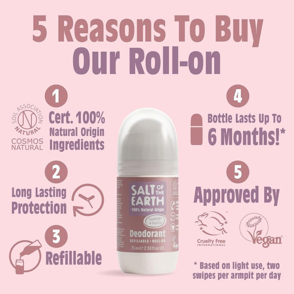 Salt Of The Earth  Natural Deodorant Roll On Lavender And Vanilla