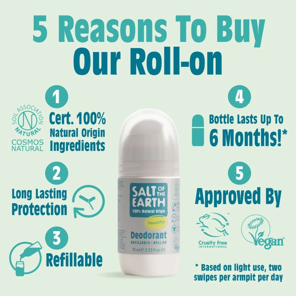 Salt Of The Earth  Natural Deodorant Roll On Unscented