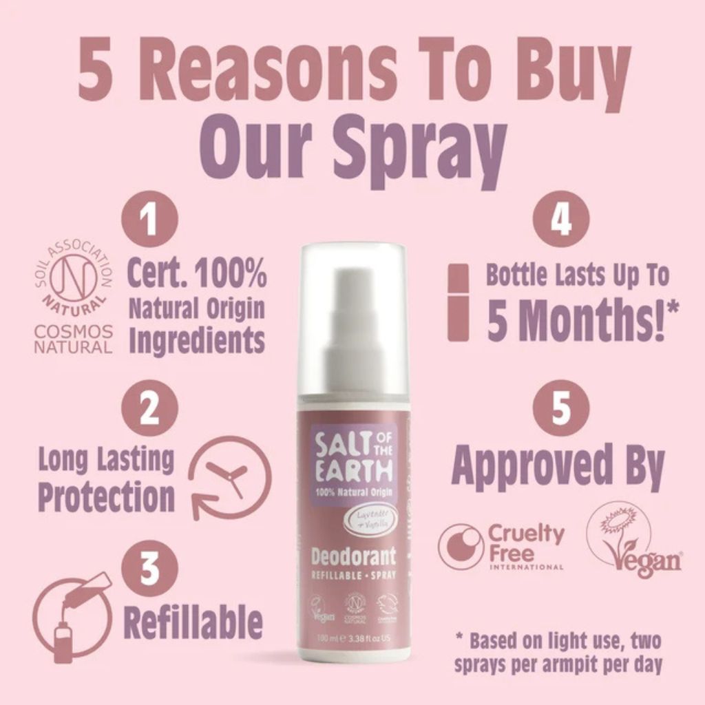 Salt Of The Earth  Natural Deodorant Spray Lavender And Vanilla