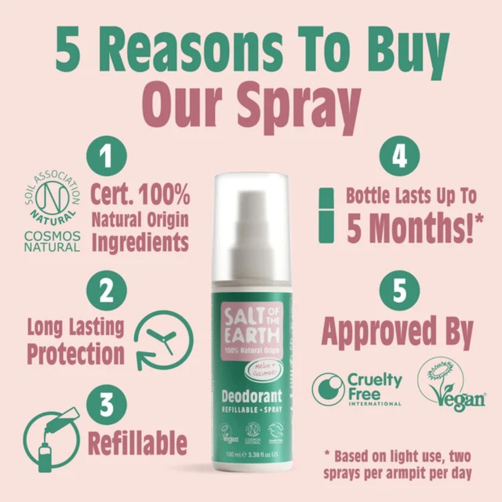 Salt Of The Earth  Natural Deodorant Spray Melon And Cucumber