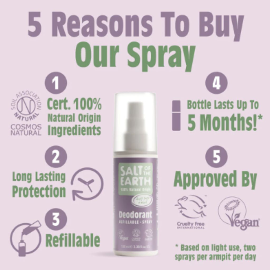 Salt Of The Earth  Natural Deodorant Spray Clary And Sage