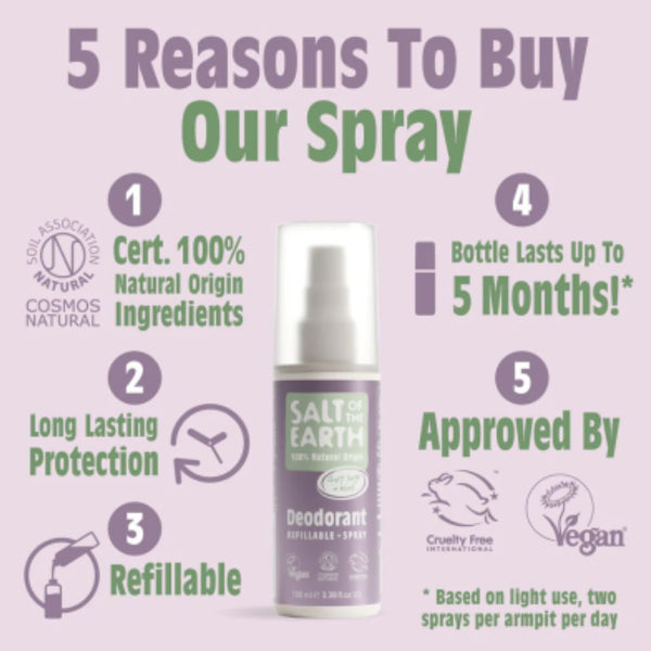 Salt Of The Earth  Natural Deodorant Spray Clary And Sage