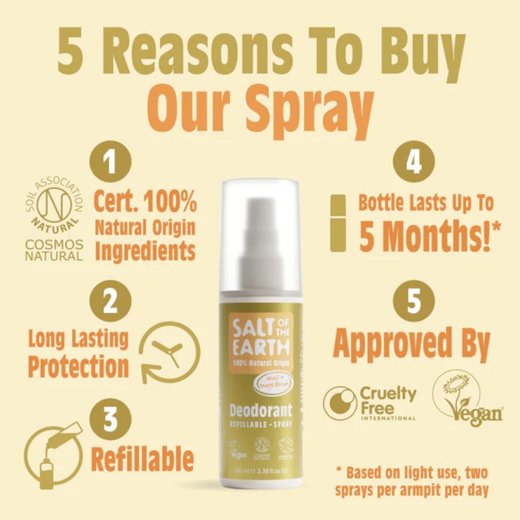 Salt Of The Earth  Natural Deodorant Spray Neroli And Orange Blossom