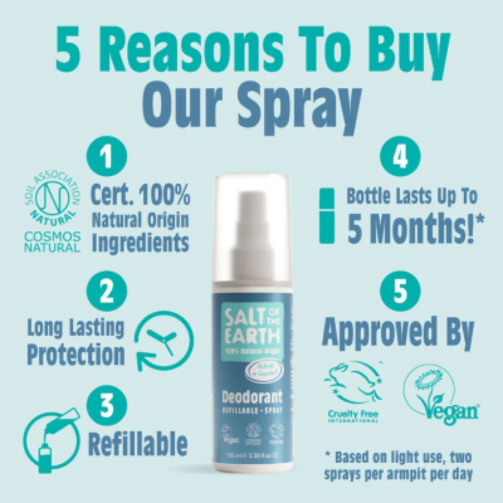 Salt Of The Earth  Natural Deodorant Spray Ocean And Coconut