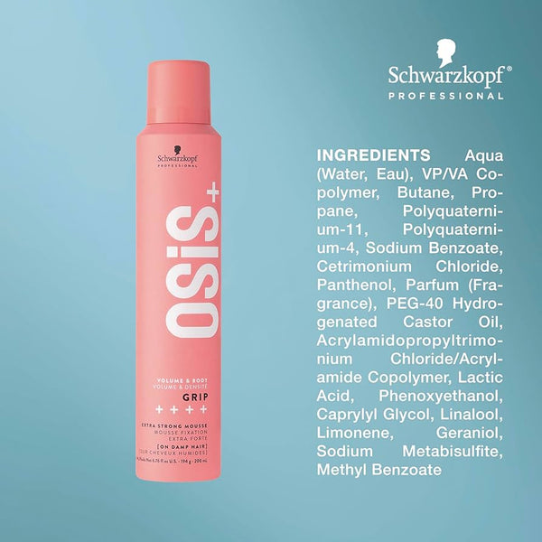 Schwarzkopf Osis Plus Volume & Body Grip Extra Strong Mousse 200ml - Afro Hair Boutique