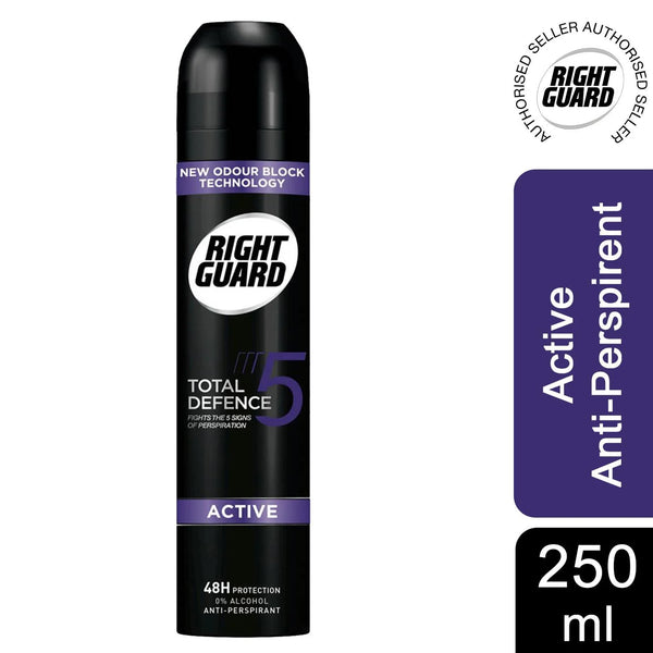 Schwarzkopf Right Guard Total Defence 5 Active 48H Protection Anti Perspirant - 250ml - Afro Hair Boutique