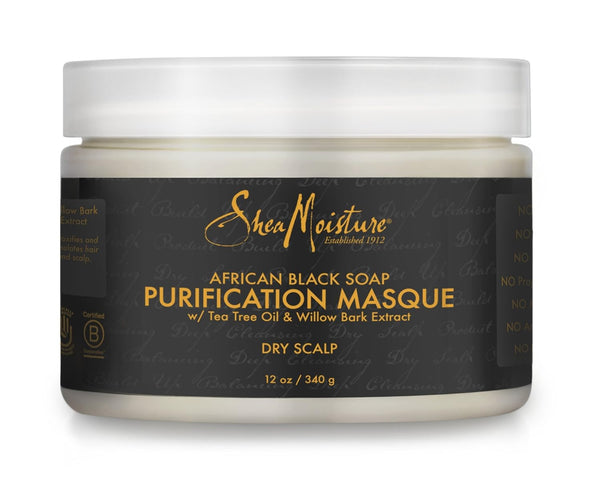 Shea Moisture African Black Soap Bamboo Charcoal Purification Masque 340g /354ml - Afro Hair Boutique