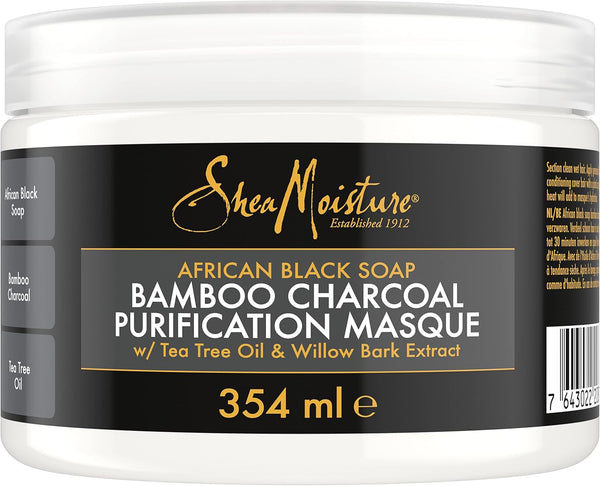 Shea Moisture African Black Soap Bamboo Charcoal Purification Masque 340g /354ml - Afro Hair Boutique