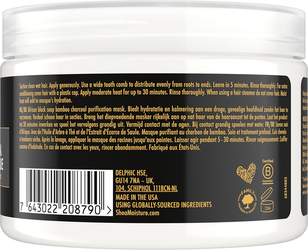 Shea Moisture African Black Soap Bamboo Charcoal Purification Masque 340g /354ml - Afro Hair Boutique