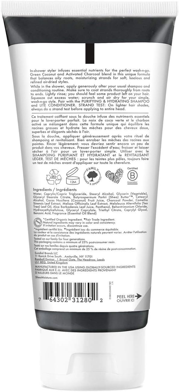 Shea Moisture Coconut & Charcoal Purifying & Hydrating In Shower Styler 170g