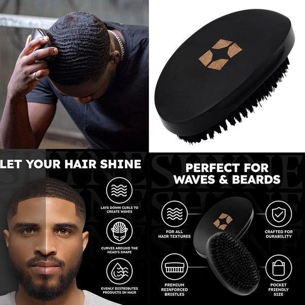 SHYNE Wave And Beard Hard Curved Hairbrush