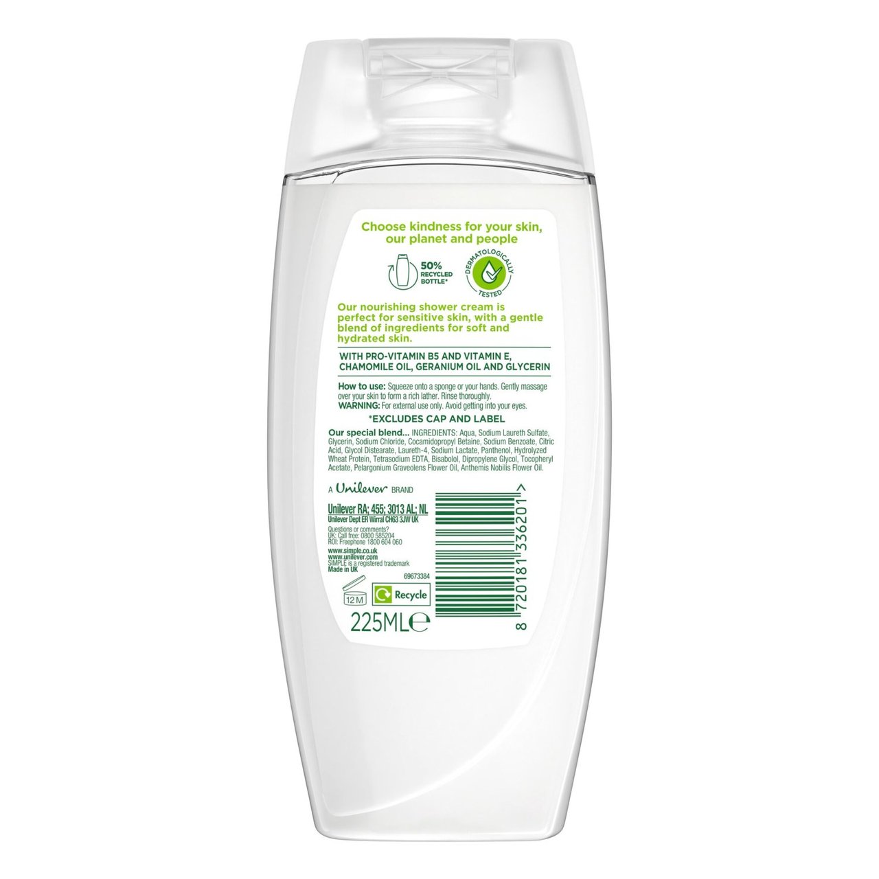 Simple Kind To Skin Nourishing Shower Cream 225ml
