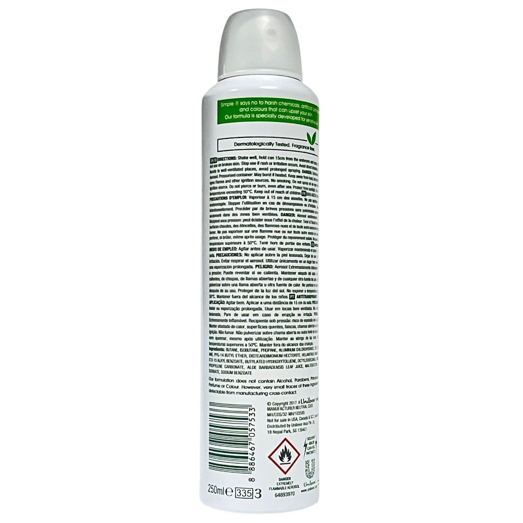 Simple Kind To Skin Aloe Fresh Antiperspirant Deodorant Spray