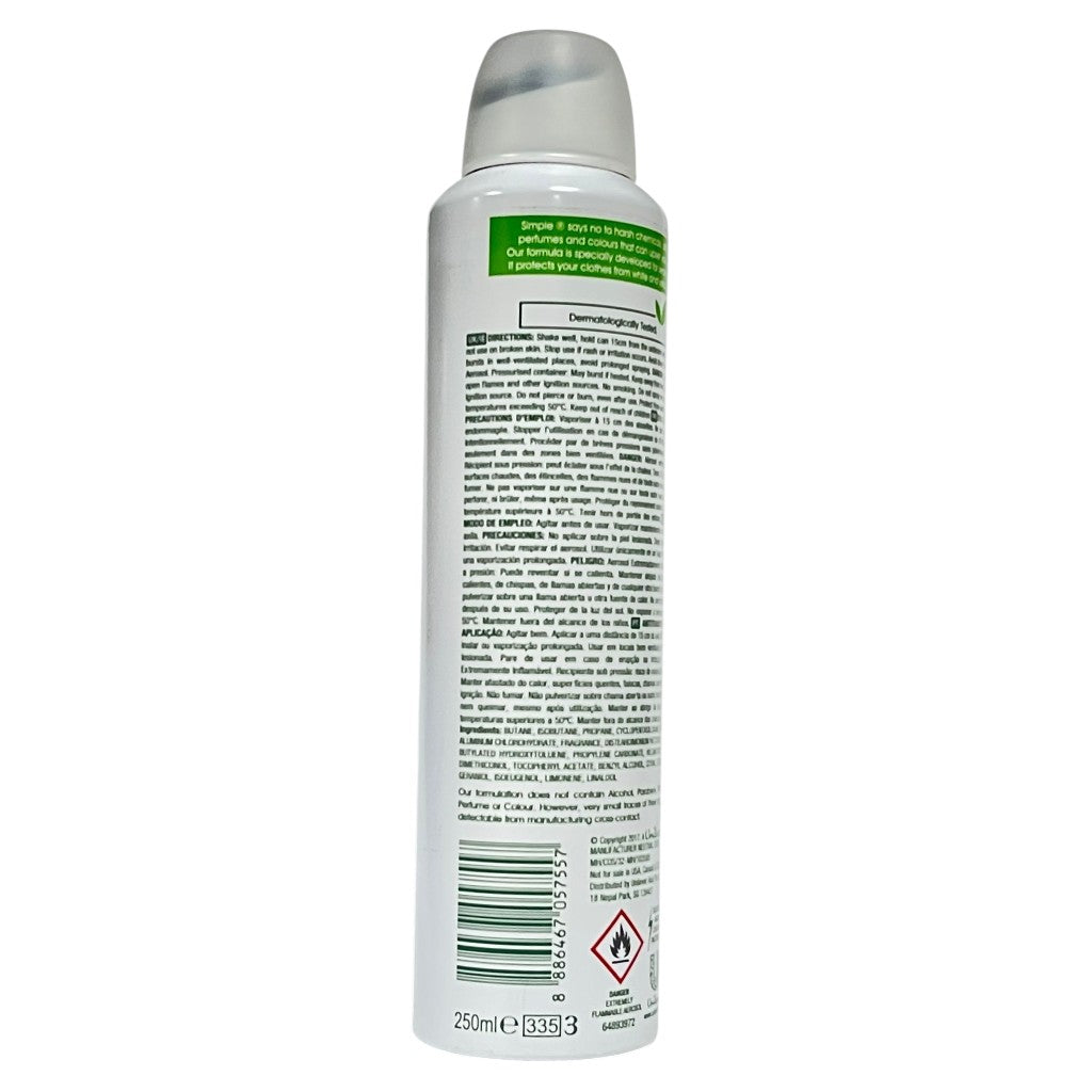Simple Kind To Skin Invisible Antiperspirant Deodorant Spray