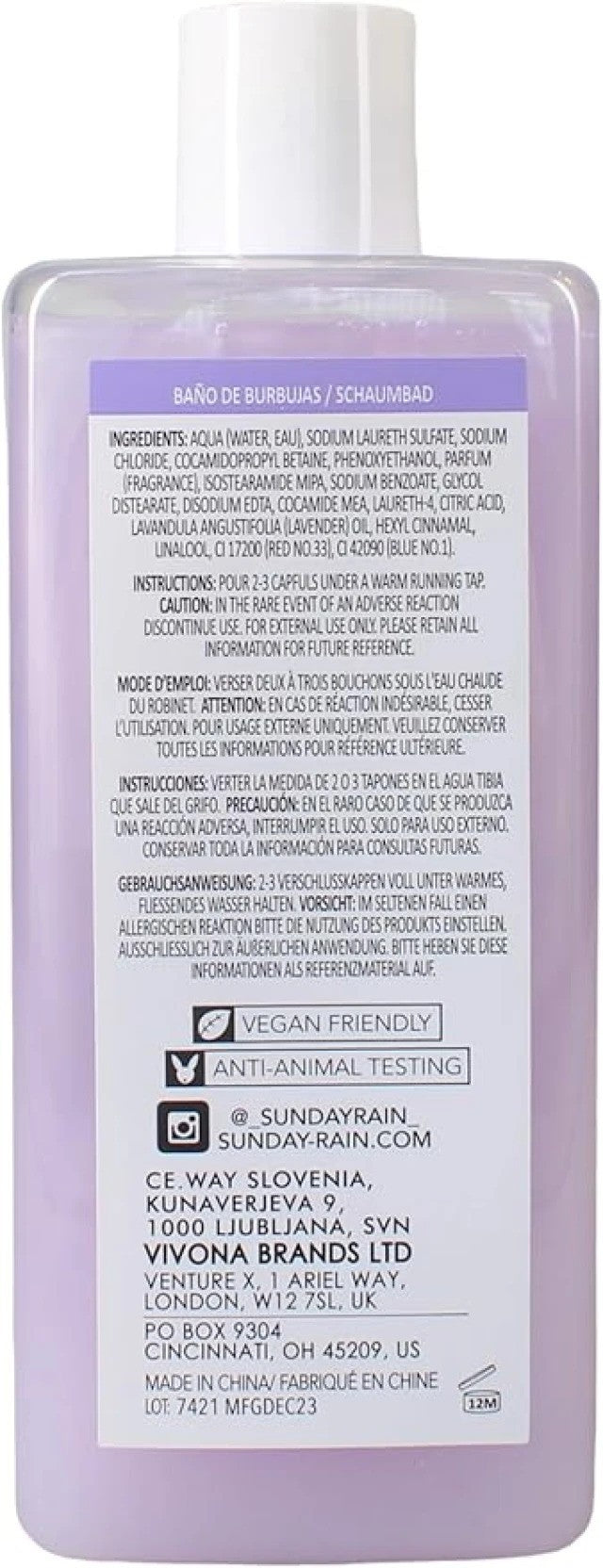 Sunday Rain  Sleep Easy Lavender And Cedarwood Bubble Bath