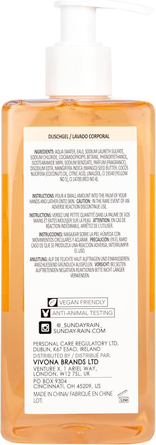Sunday Rain  Body Wash With Mango Butter And Coconut Oil