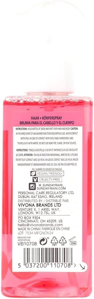 Sunday Rain  Pink Grapefruit And Sea Salt Hair Body Mist