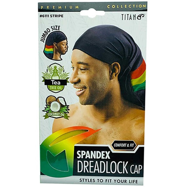 Titan Donna  Spandex Dreadlock Cap With Tea Tree Oil And Coconut Oil 6111 Stripe