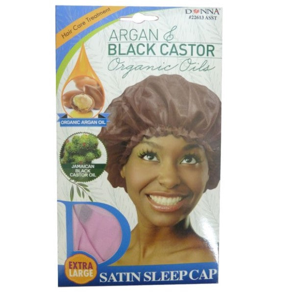 Titan Donna Argan And Black Castor Satin Sleep Cap 22613 ASST