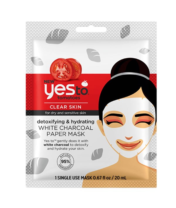 Yes To  Tomatoes Detoxifying And Hydrating White Charcoal Paper Mask