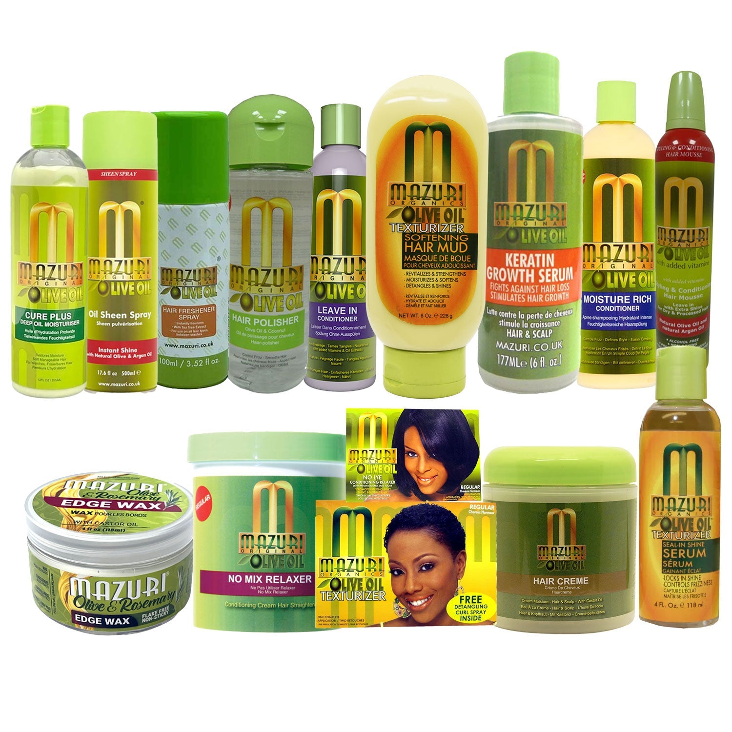 Mazuri Olive Oil | Edge Wax, Serums, Sprays, Relaxers, Treatments - Full Range