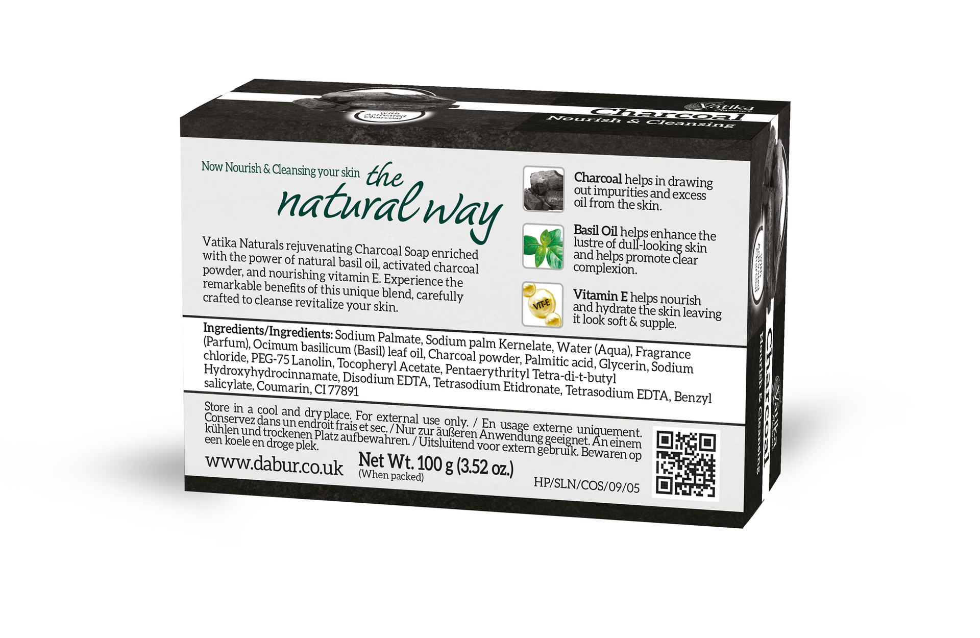 Dabur Vatika Naturals Nourish And Cleansing Charcoal Soap 100g