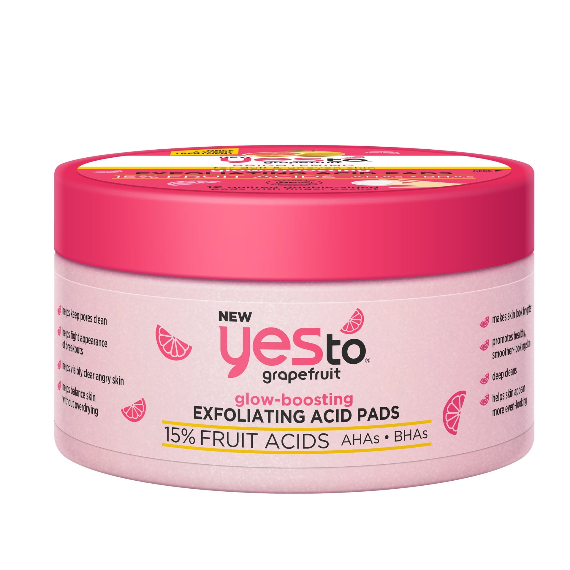 Yes To Grapefruit Glow Boosting Exfoliating Acid Pads