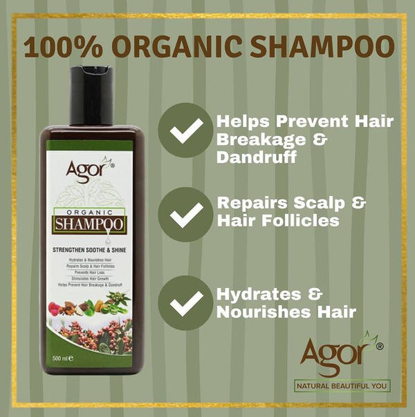 Agor Organic Strengthen Soothe And Shine Shampoo 500ml - Afro Hair Boutique
