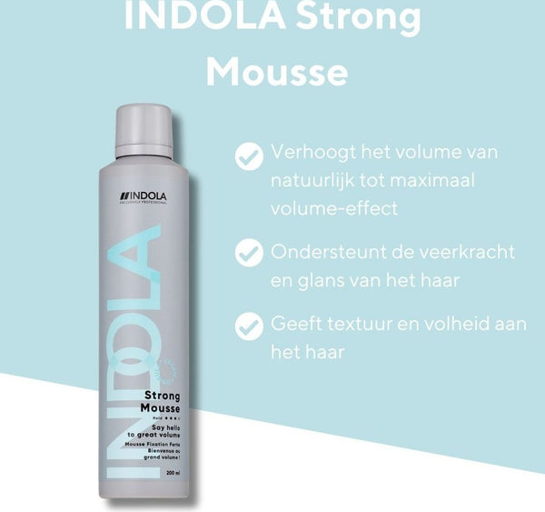 Indola Exclusively Professional Indola Vegan Strong Mousse Fixation Forte 200ml - Afro Hair Boutique