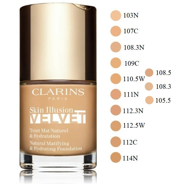 Clarins Skin Illusion Velvet Natural Matifying And Hydrating Foundation 30ml