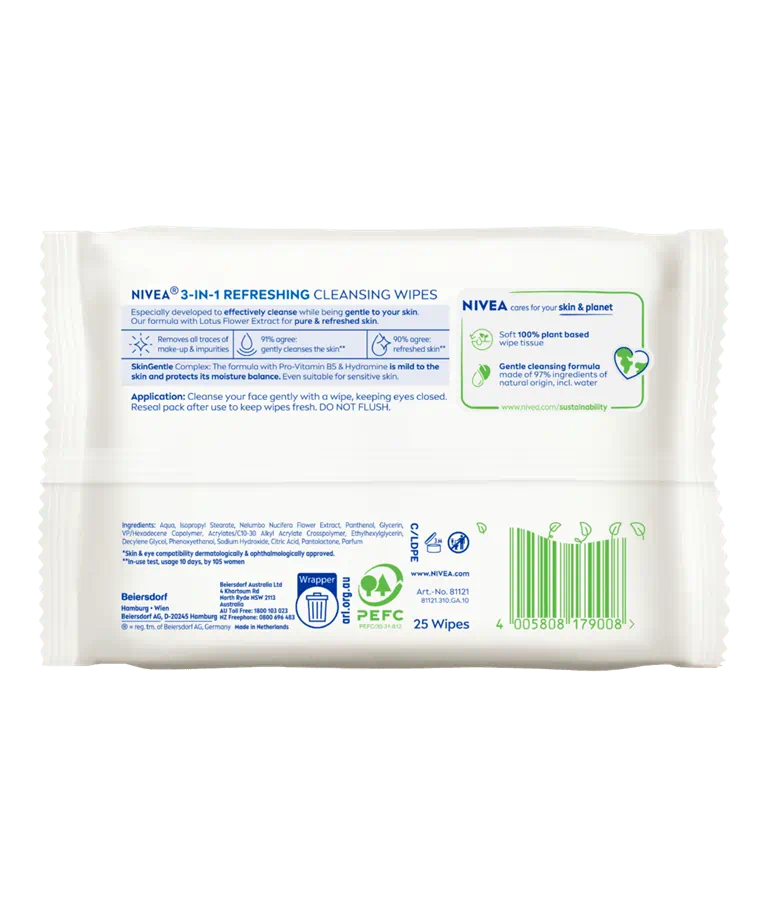 Nivea 3 In1 Refreshing Cleansing Wipes