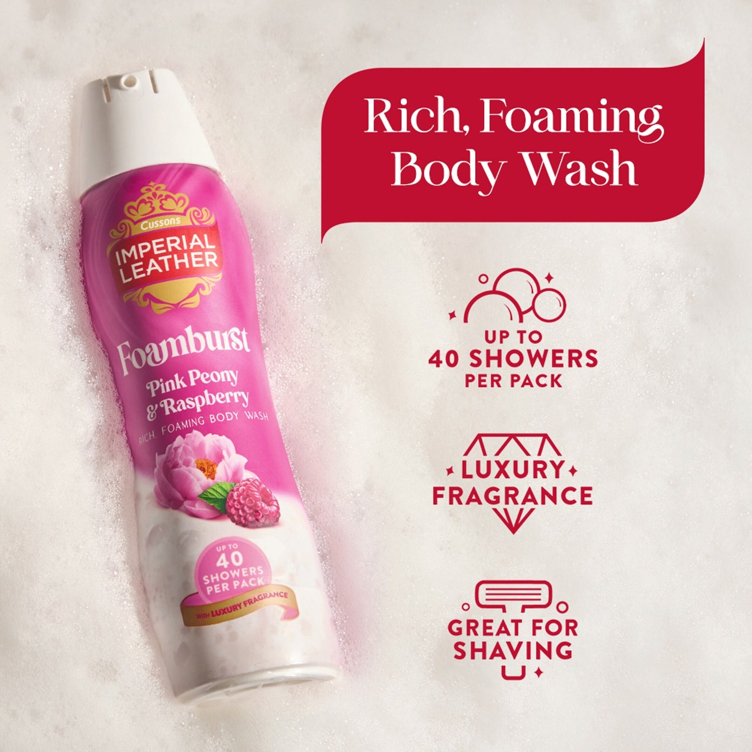 Imperial Leather Pink Peony And Raspberry Nourishing Foam Burst 200ml