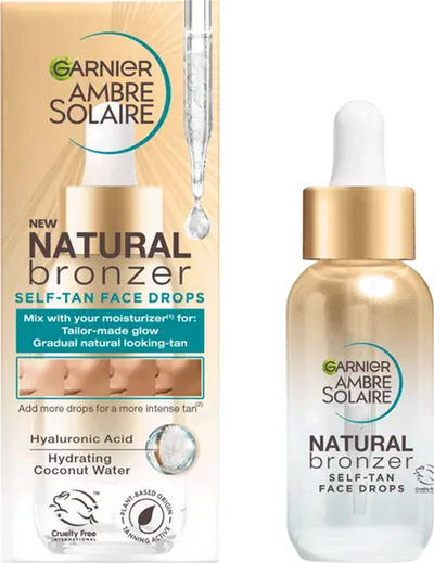 GARNIER Ambre Solaire Natural Bronzer Self Fake Tan Face Drops 30ml