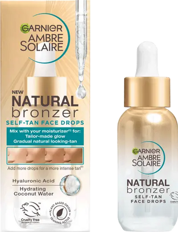 GARNIER Ambre Solaire Natural Bronzer Self Fake Tan Face Drops 30ml