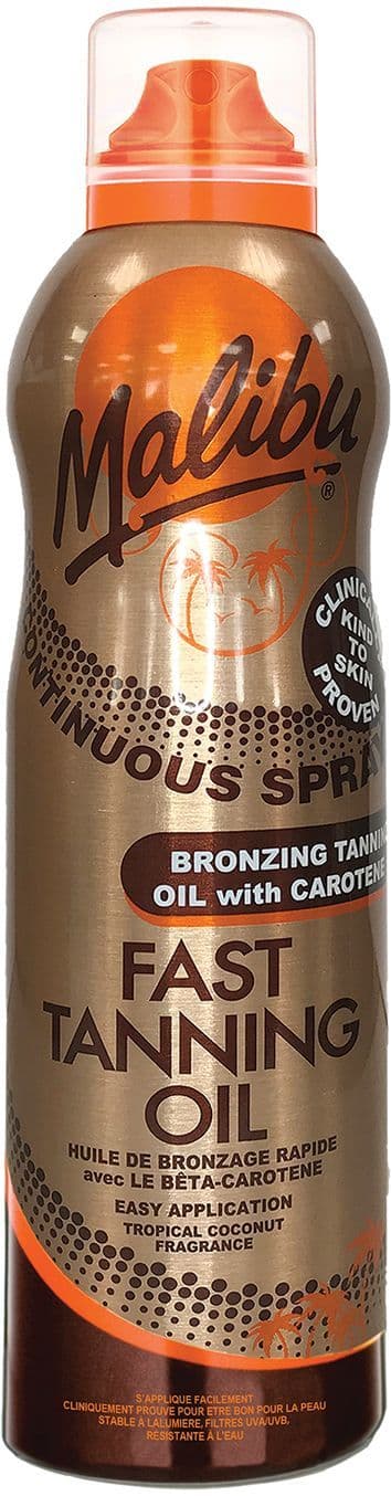Malibu Continous Spray Bronzing Tanning Oil With Carotene Fast Tanning Oil 175ml