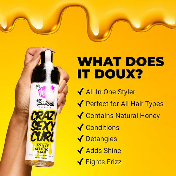 Doux BeeGirl Crazy Sexy Curl Super Charged Honey All In1 Setting Foam 100ml 207ml - Afro Hair Boutique