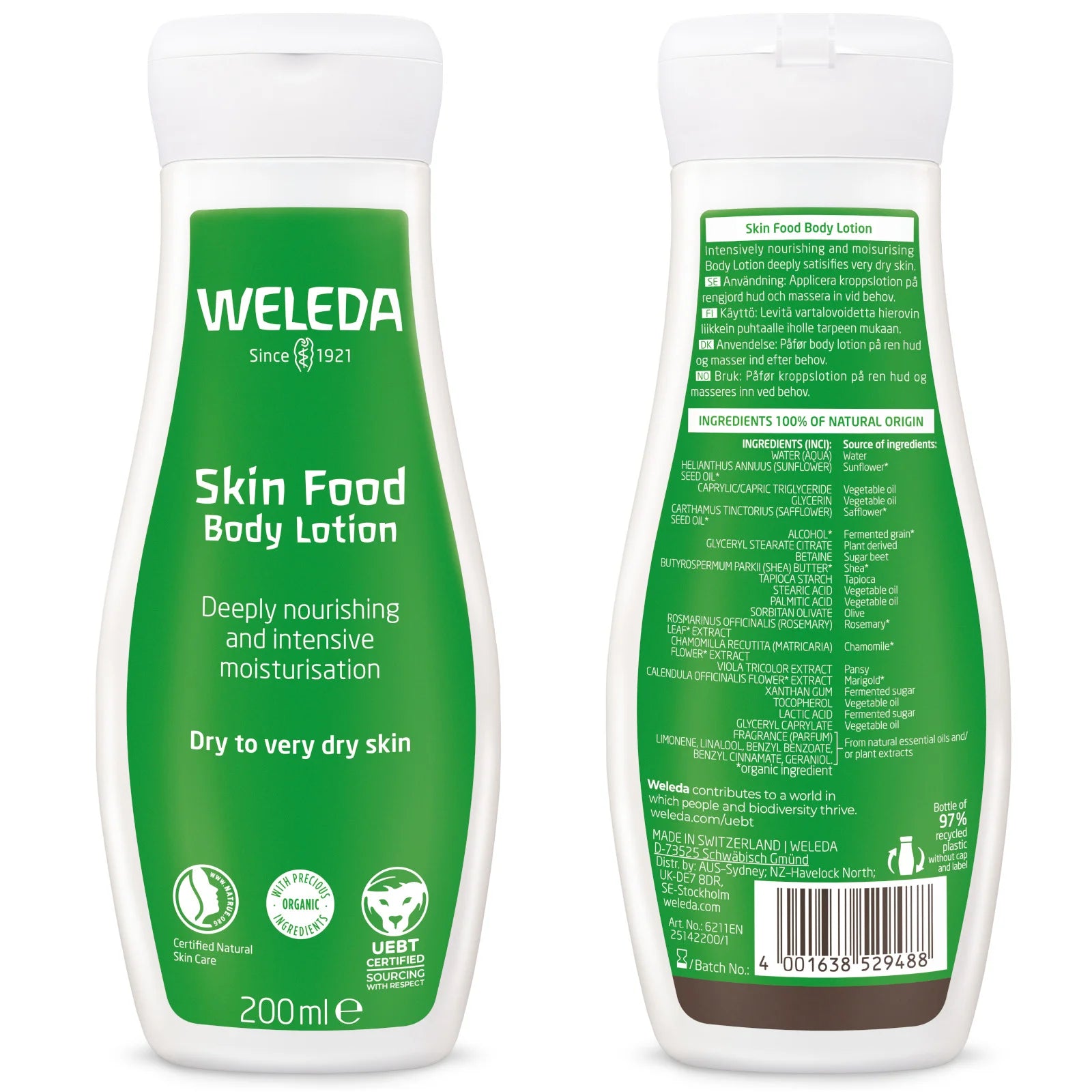 Weleda Skin Food Deeply Nourishing And Intensive Moisturisation Body Lotion 200ml