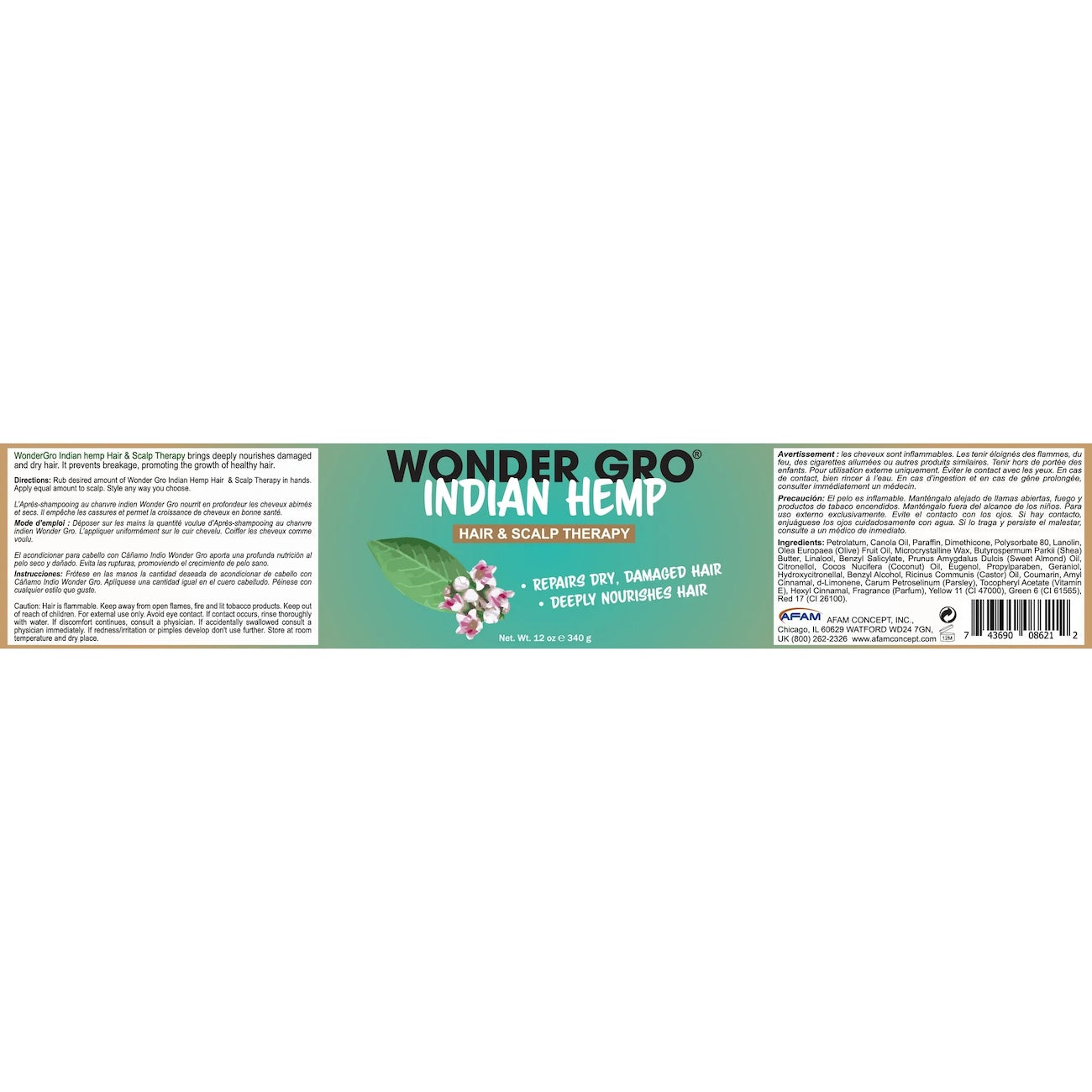 Wonder Gro Hair And Scalp Conditioner Indian Hemp Scalp Therapy 340g / 170g