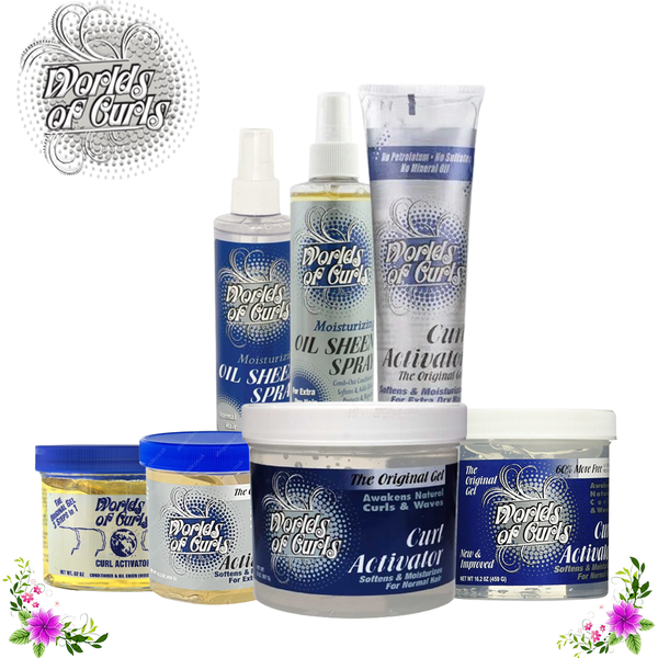 Worlds Of Curls Curl Activator Gel Collection & Sheen Spray - Afro Hair Boutique