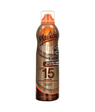 Malibu Continuous Spray Bronzing Tanning Oil With Coconut SPF15 175ml