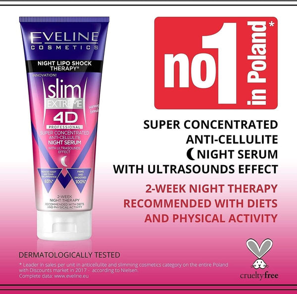 Eveline Slim 4D Extreme Super Concentrated Night Anti Cellulite Body Serum 250ml - Afro Hair Boutique