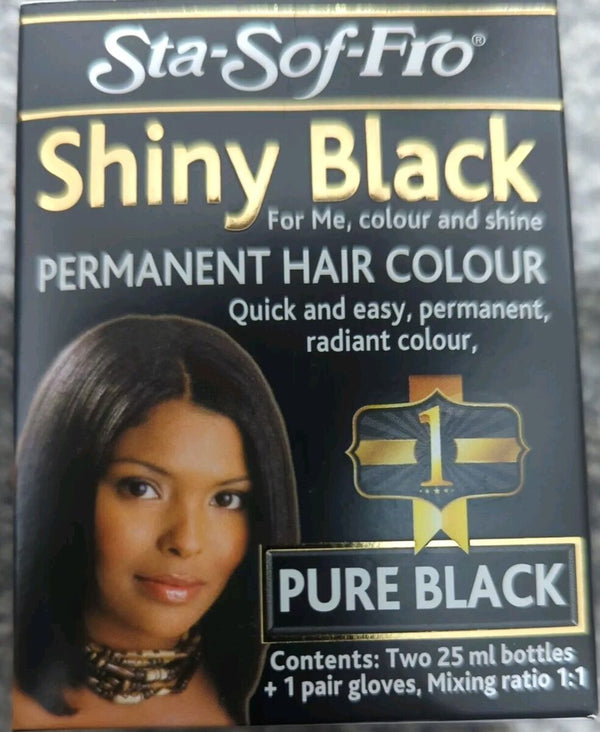 M And M Cosmetics Sta Sof Fro Shiny Black Permanent Hair Colour Pure Black - Afro Hair Boutique