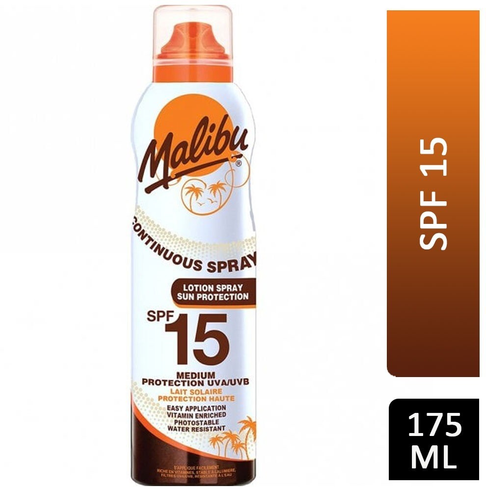 Malibu Continuous Lotion Spray Sun Medium Protection SPF15 175ml