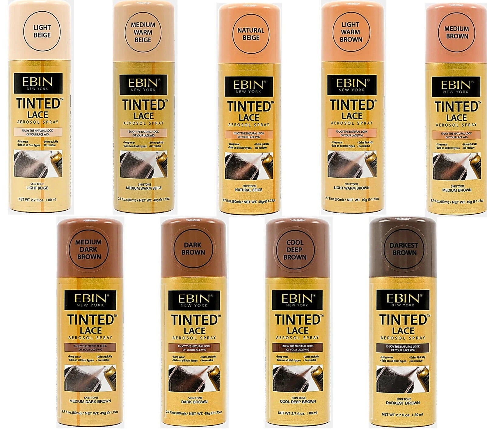 EBIN New York Tinted Wig Lace Aerosol Spray 100ml - 150ml / 80ml